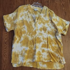 Wonderly Yellow and White Tie-Dye Blouse